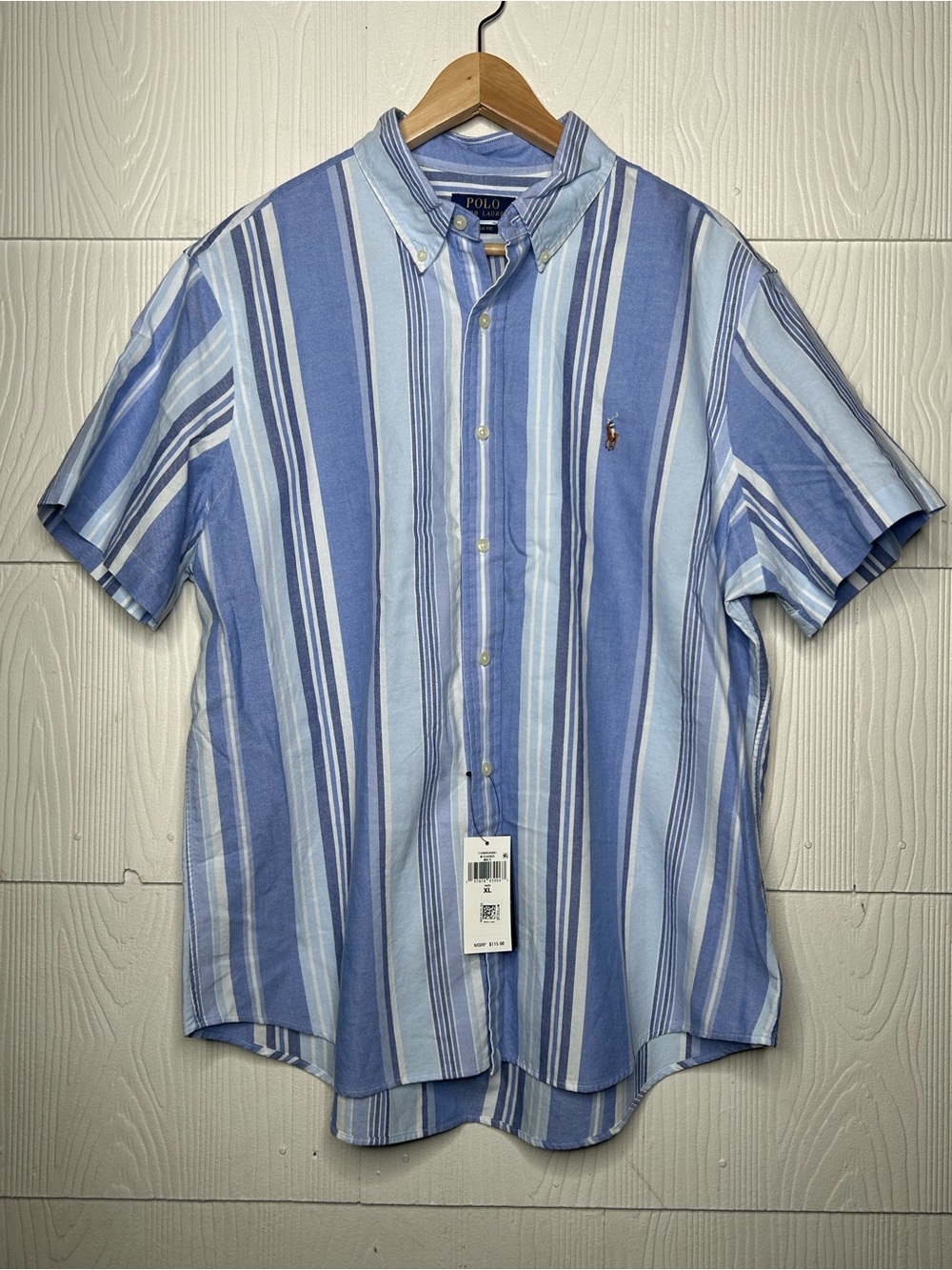 Ralph Lauren Blue and Light Blue Vertical Stripe Button-Down Shirt